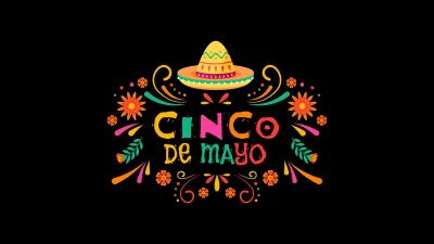 Vibrant Cinco de Mayo Festive Design with Traditional Sombrero and Colorful Floral Ornaments image