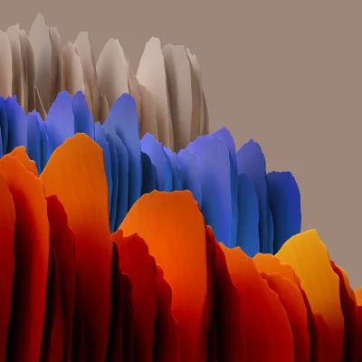 Abstract Layered Shapes in Blue and Orange, Modern Cinematic Wallpaper Style image