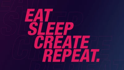Eat Sleep Create Repeat Inspiring Motivational Slogan on Modern Dark Gradient Background image