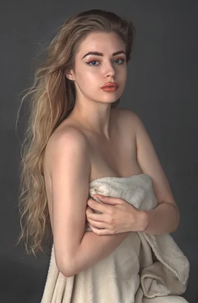 Blonde Woman Wrapped in Towel, Natural Beauty Skincare Portrait image