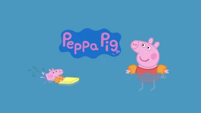 Peppa Pig and George Enjoying Summer Swimming Fun with Water Floats image