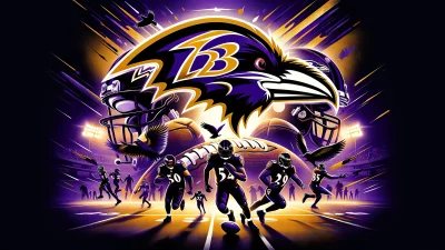 Vibrant Baltimore Ravens Football Artwork with Dynamic Play image