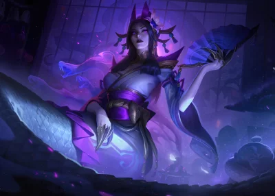 Enchanting Naga Empress with Glowing Eyes in a Purple Fantasy Setting image