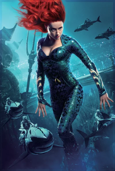Powerful Mera Heroine in Scaled Suit Underwater Amidst Atlantean City Battle image