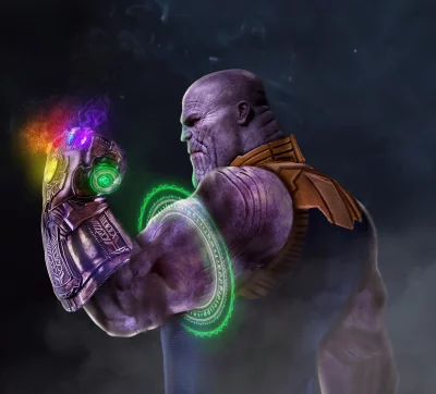 The Mad Titan Thanos Displaying Ultimate Cosmic Power with Infinity Gauntlet image