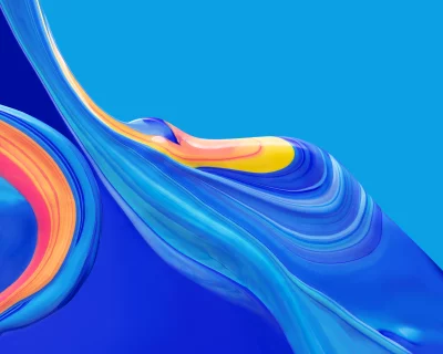 Vibrant Liquid Swirls with Dynamic Blue and Orange Gradient Background image