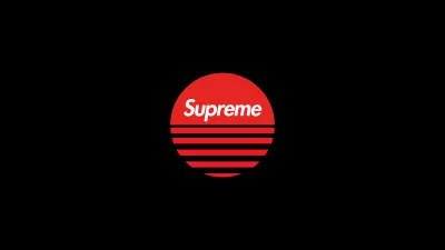 Iconic Supreme Logo Red Sunset Circle Graphic on Black Background for Streetwear Branding image