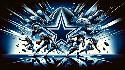Dynamic American Football Team with Star Logo and Glowing Effects image