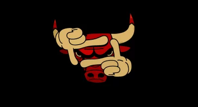 Cartoon Red Bull Character with Hands Framing Face on Black image