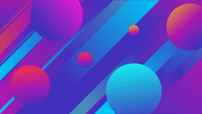 Abstract Purple Blue Gradient Background with Spheres and Dynamic Stripes image