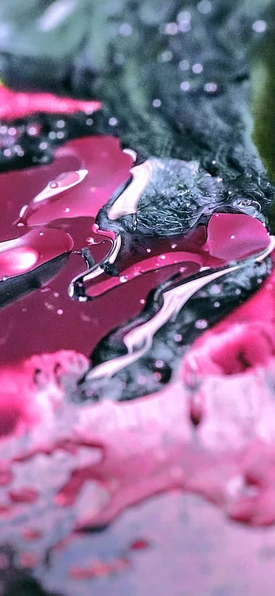Abstract Swirling Magenta and Dark Fluids with Sparkling Bokeh Overlay image