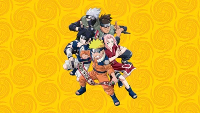 Dynamic Naruto Uzumaki and Team 7 with Iruka Umino in action pose image