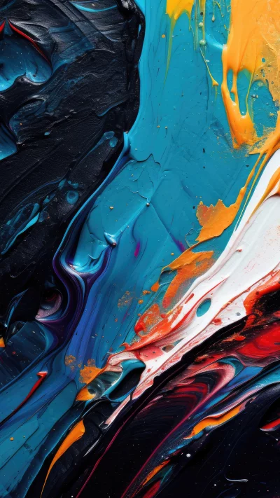 Abstract oil paint texture with vibrant blue, orange, and white colors