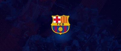 Iconic Spanish Football Club Emblem on Dynamic Blue Striped Background image