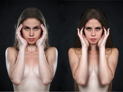 Intimate Studio Portrait of a Pensive Young Woman with Hands Framing Face image