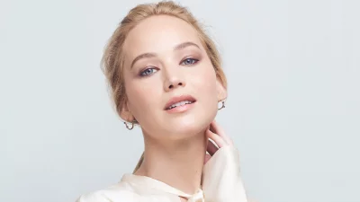 Jennifer Lawrence Elegant Natural Beauty Portrait with Captivating Blue Eyes image