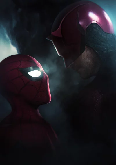 Iconic Marvel Heroes Spider-Man and Daredevil Face Off in Dark Confrontation image