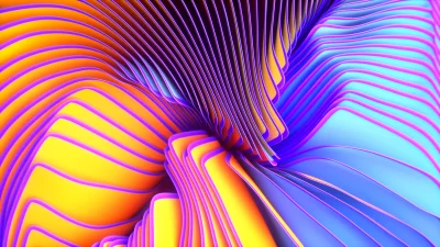 Colorful Abstract Gradient 3D Waves with Neon Outlines image