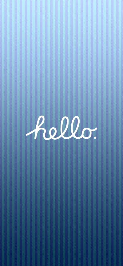 Minimalist Hello Greeting on Blue Striped Gradient Background