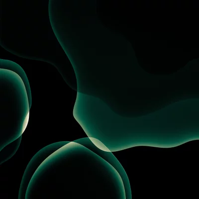 Elegant Abstract Teal Green Wavy Flow on Deep Black Canvas Background image