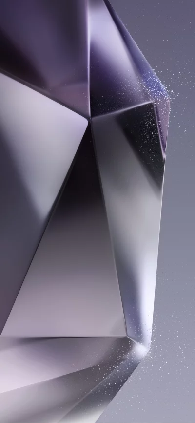 Abstract 3D rendering of a faceted geometric shape with light glints