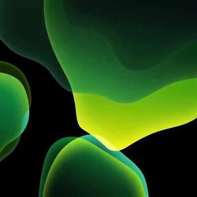 Abstract Green Fluid Shapes on Black Background | Modern Digital Liquid Art Wallpaper image