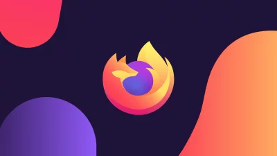 Vibrant Firefox Logo Abstract with Orange and Purple Gradient Background image