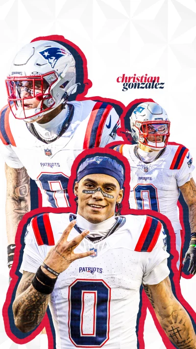 Christian Gonzalez New England Patriots NFL Football Player Collage image