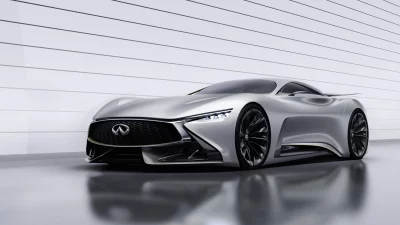 Sleek Silver Luxury Concept Car in Modern Studio with Reflective Floor image