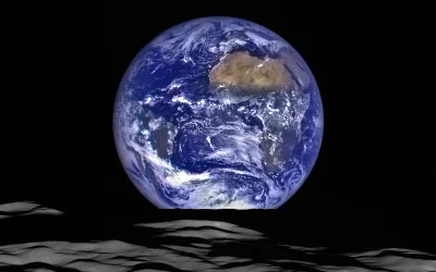 Stunning View of Planet Earth from the Moon's Cratered Lunar Surface image