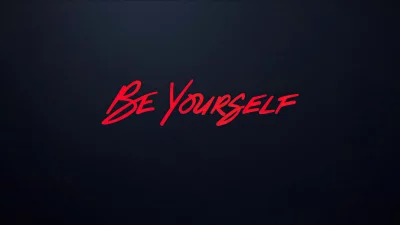 Inspirational Red Neon Style 'Be Yourself' Text on Dark Background image