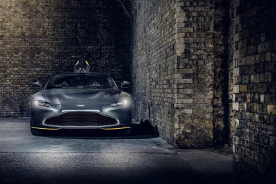 Luxury Aston Martin Car Parked in Dark Underground Tunnel Cinematic HD Wallpaper image