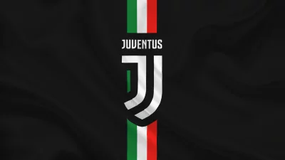 Juventus Football Club Logo with Italian Flag Stripes on Textured Black Fabric image