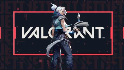Valorant Agent Jett Posing with Radiant Blade on Dark Background image