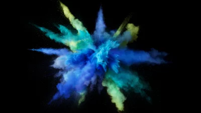 Dynamic Abstract Color Powder Explosion on Black Background image