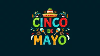 Festive Cinco de Mayo typography with vibrant sombrero and maracas for celebration image
