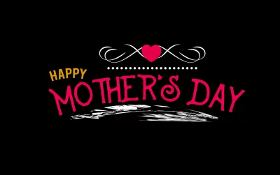 Vibrant Happy Mother's Day Typography with Decorative Heart and White Swirls image