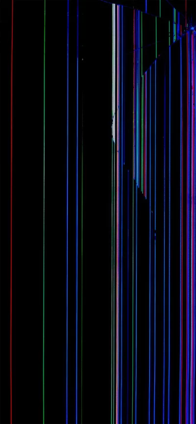 Cracked Screen with Colorful Vertical Lines and Black Background