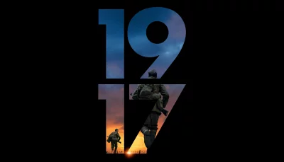 Dramatic Film Poster featuring WWI Soldiers in 1917 Numbers at Sunset image