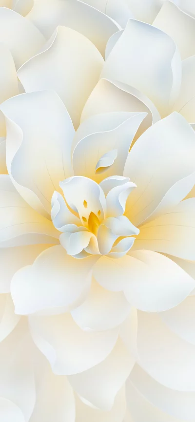 Elegant White Petals Radiating from a Soft Golden Core, Abstract Floral Art image