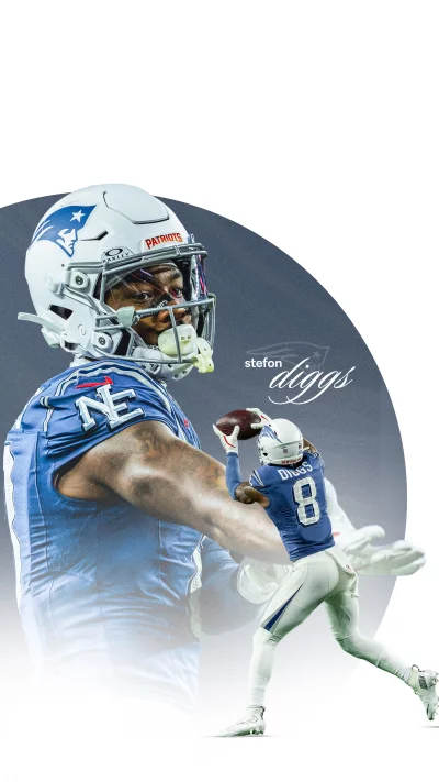 Stefon Diggs New England Patriots Action Shot with Signature