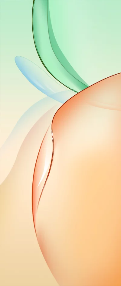 Abstract Blend of Soft Green, Blue, and Orange Smooth Curves