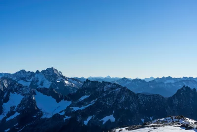 Panoramic Alpine Landscape: Snow-Capped Mountains, Clear Blue Sky image
