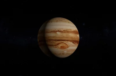 Realistic and detailed jupiter illustration on black background