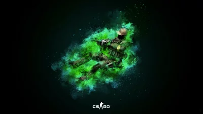 Energetic CSGO Soldier with Glowing Green Smoke Effect for Gaming and Stream Graphics image
