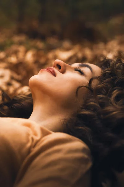 Autumn Serenity Portrait of Woman Resting