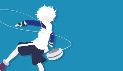 Flat Design Anime Character with Yo-Yo and White Spiky Hair image
