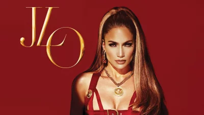 Jennifer Lopez JLo Striking Portrait Exuding Power and Glamour on Red Background image