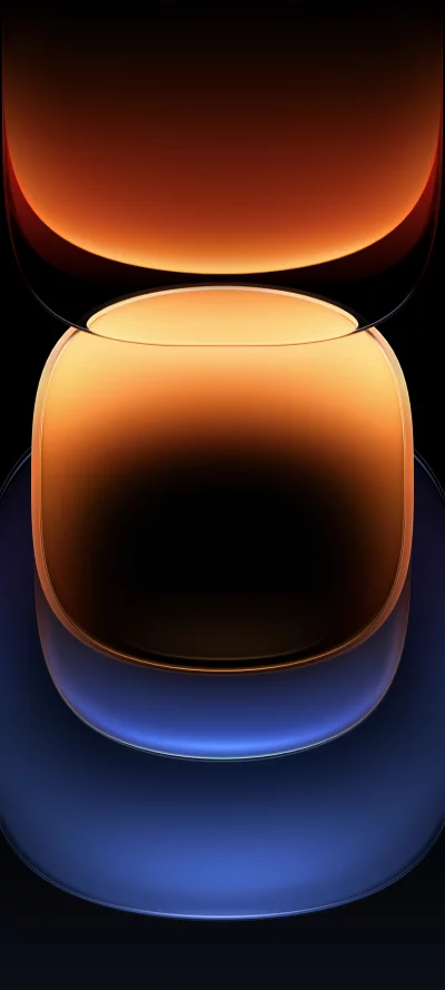 Abstract Orange and Blue Glowy Shapes on Black Background