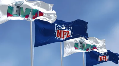 American Football NFL and Super Bowl LV Championship Flags Waving image